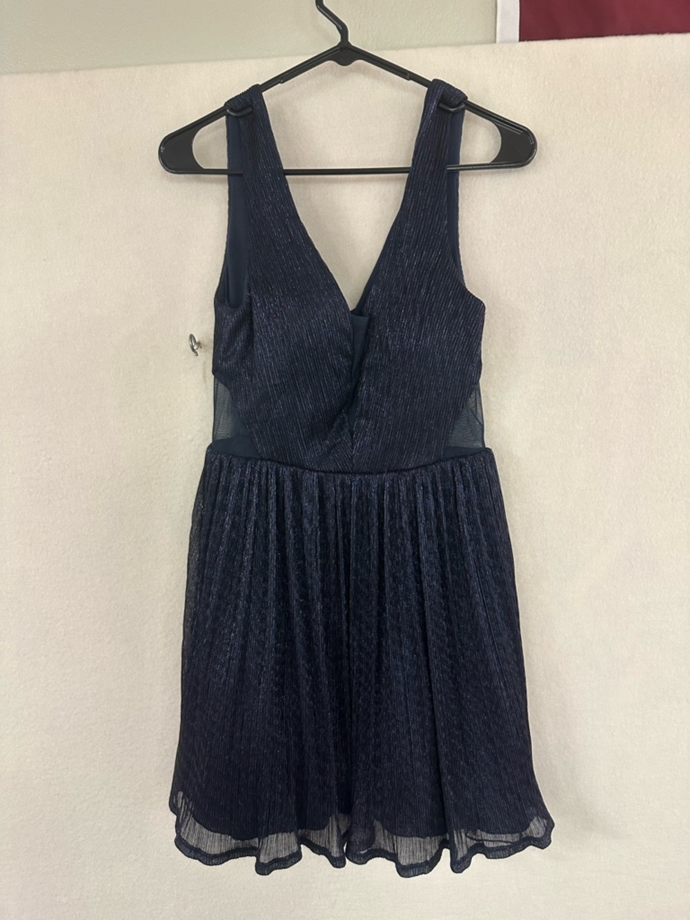 City Studios Sparkly Fit Flare Mesh Sides Mini Dress Junior's Sz 9 Prom Party